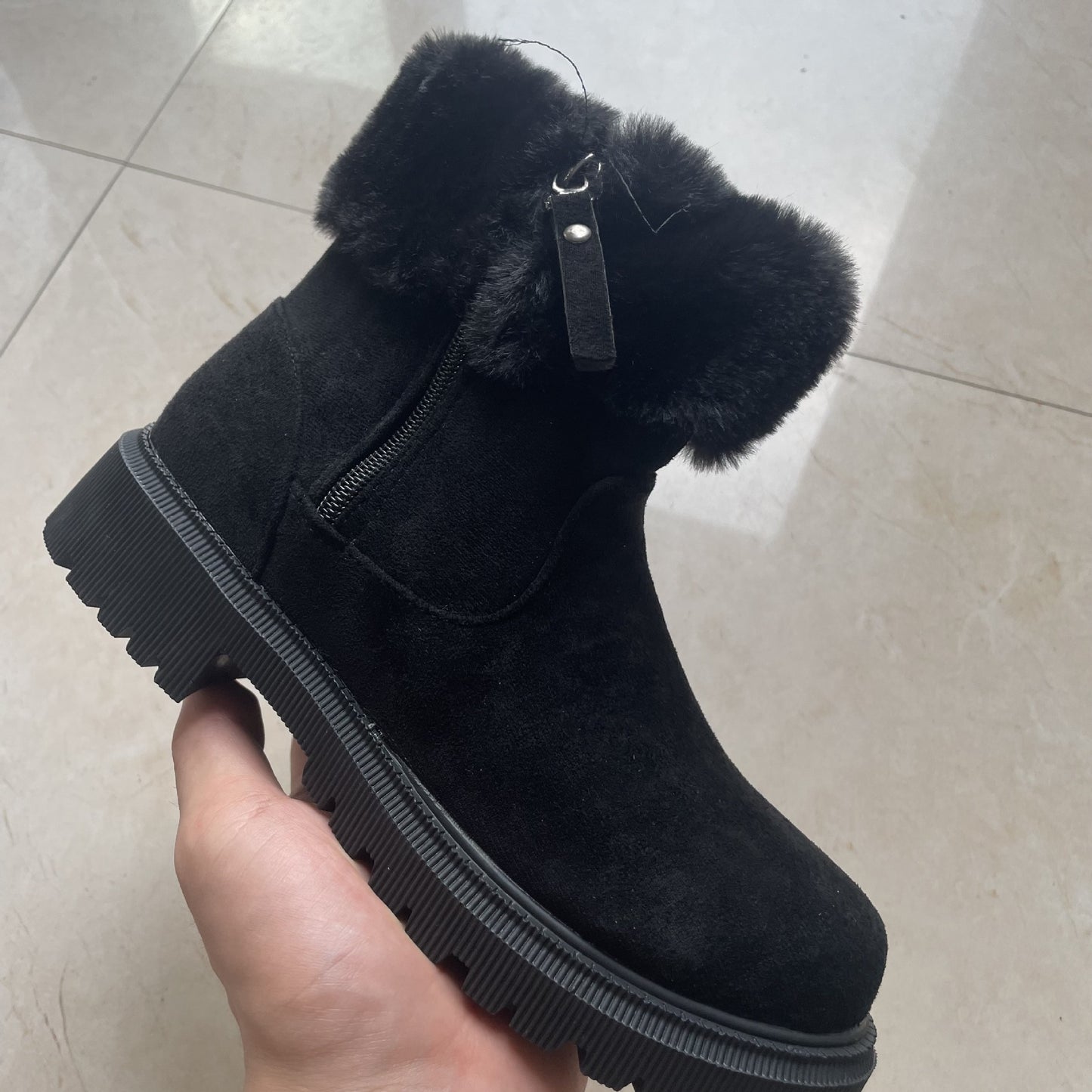 Warm Plush Boots Winter Fashion Side-Zipper Snow Boot For Women Outdoor Thickened Low-heeled Shoes