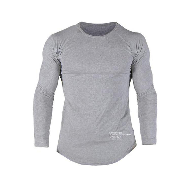 Autumn New Fitness Long Sleeve Men''s Elastic Breathable T-shirt with Pure Colour and Simple Leisure Underwear Training Suit