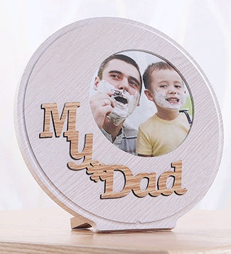 Round wooden photo frame