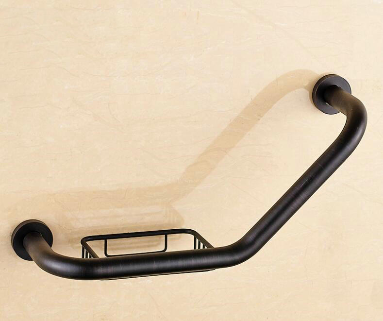 Bathtub Handle With Copper Grab Bars In Bathroom and Soap Dish