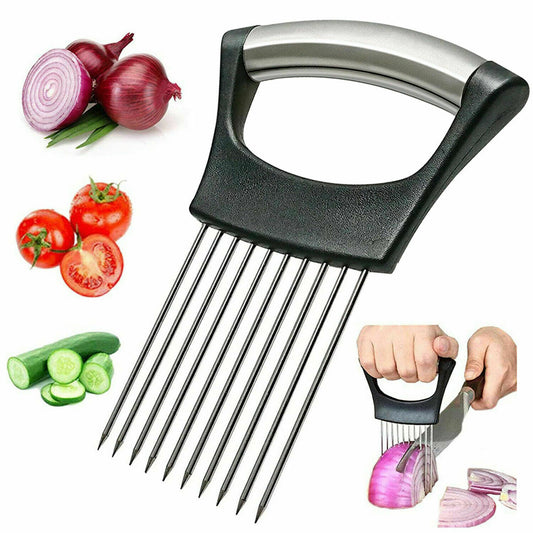 Food Slice Assistant - Stainless Steel Onion Holder Slicer Tomato Cutter Non Slip (Free Shipping)