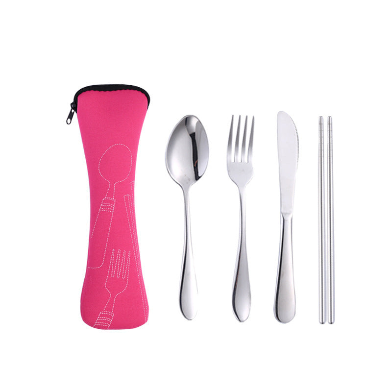 Stainless steel steak tableware student portable tableware