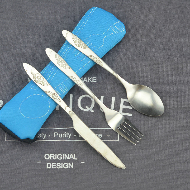 Stainless steel steak tableware student portable tableware