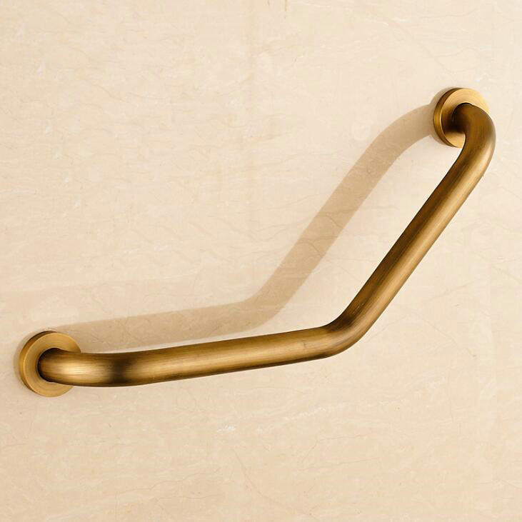 Bathtub Handle With Copper Grab Bars In Bathroom and Soap Dish