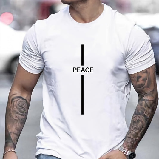 Men's T Shirt With Peace Print Short