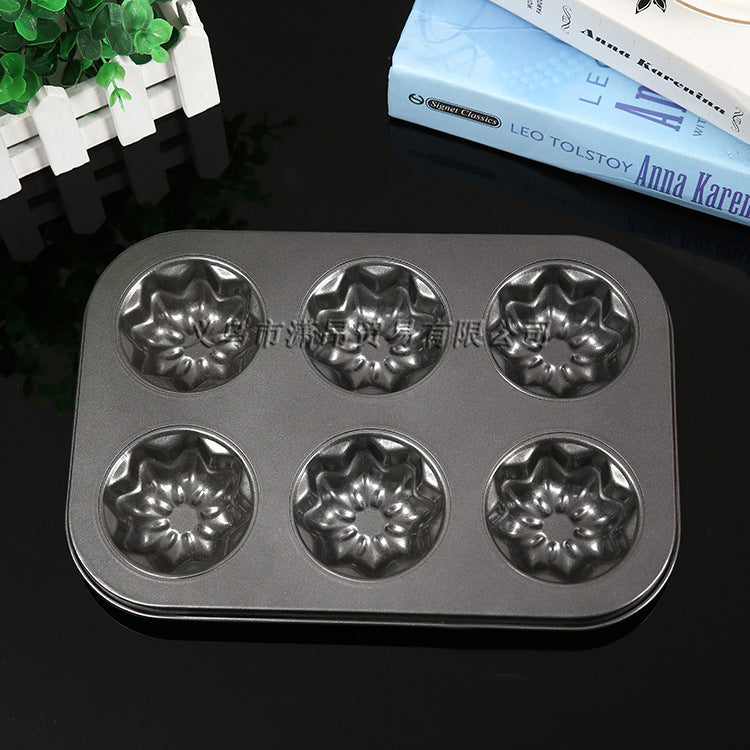 DIY baking tools six non stick coating of high quality flat round 6 cups and 6 hole tray cake mold