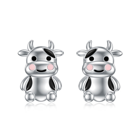 Cow Earrings Sterling Silver Cow Jewelry Animal Stud Earrings Cow Gifts for Women Teens Birthday