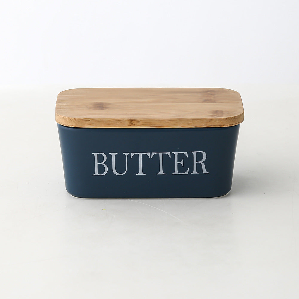 Butter Box Sealed Can Butter Bamboo Cover Cheese With Knife