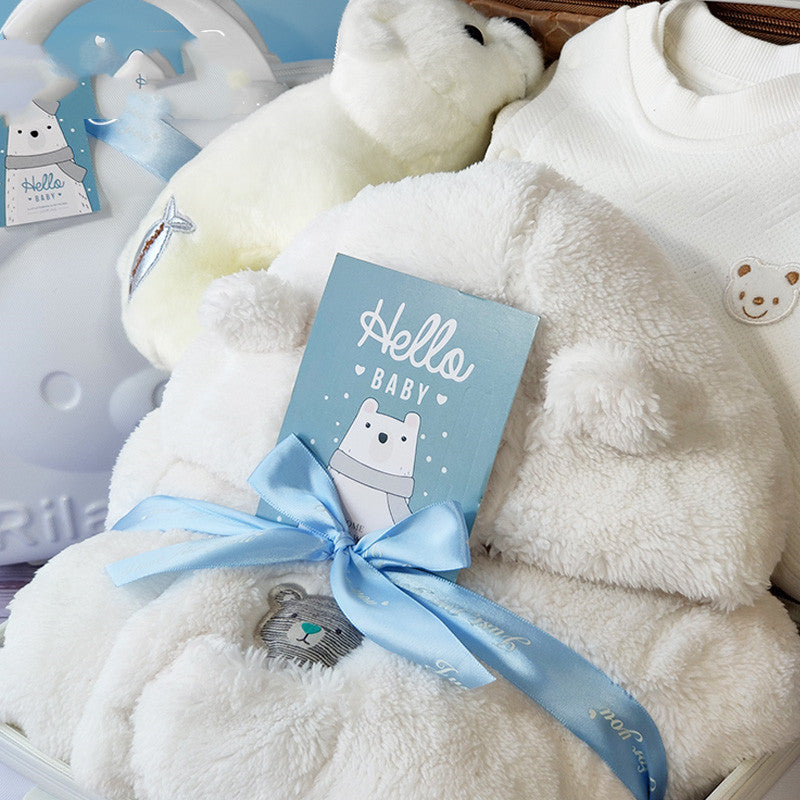 Baby Gift Box Thick Quilted Polar Bear Romper Jumpsuit For Boy and Girl