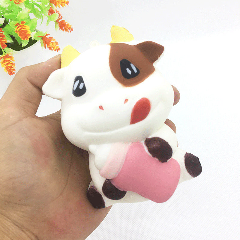 Toys Cow Milk Bottle Pu Cute Cartoon Animal Cow Toy Gift