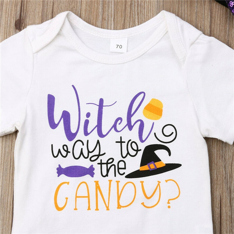 4PCS toddler girl fall clothes Halloween Print