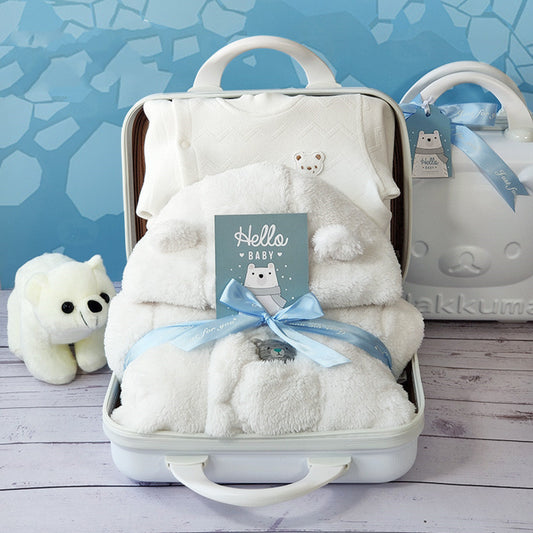 Baby Gift Box Thick Quilted Polar Bear Romper Jumpsuit For Boy and Girl