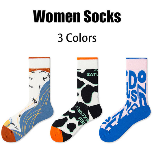 Women Colorful Compression Running Anti-odor And Breathable Socks  Crew Athletic Hiking Anti Blister Cushioned  For Running Hiking Cycling Fitness