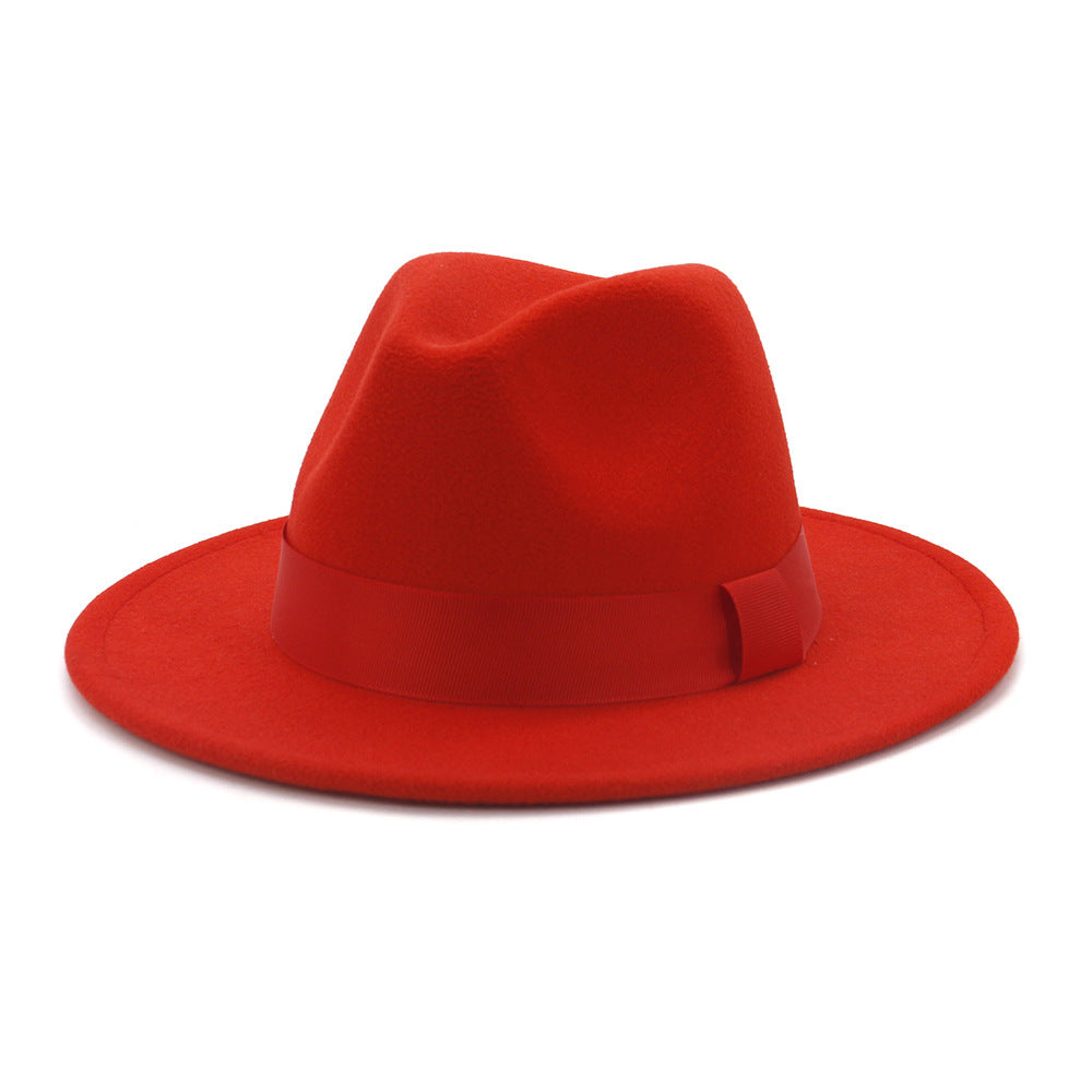 Fashionable Woolen Gentleman Jazz Flat Brim Big Hat