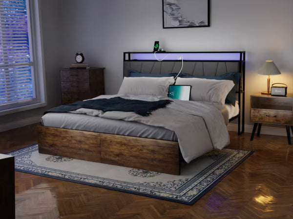 Large Bed Frame With Storage Space (King)