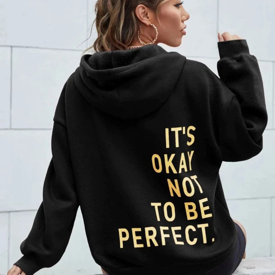 Women's Multi-color Letters Printed All-matching Casual Long Sleeve Sweatshirt (It's Okay Not to Be Perfect)