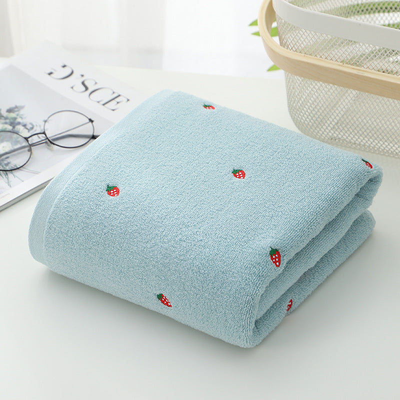 Strawberry Embroidered Cotton Towel