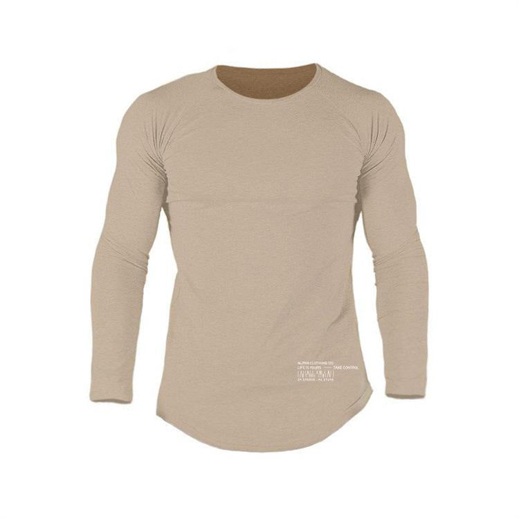 Autumn New Fitness Long Sleeve Men''s Elastic Breathable T-shirt with Pure Colour and Simple Leisure Underwear Training Suit