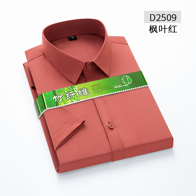 Bamboo Fiber Business Casual Solid Color Work Shirt Men