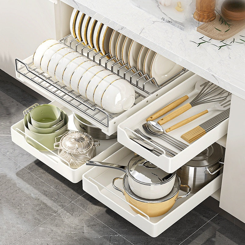 Pull-out Cookware Storage Rack Tableware Finishing Box