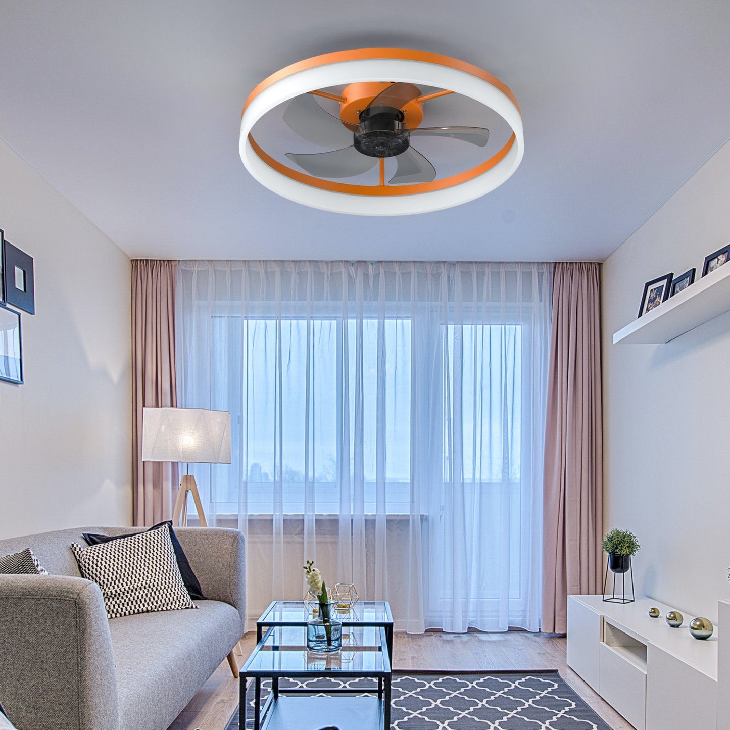 Ceiling Fans with Lights Dimmable LED Embedded installation of thin