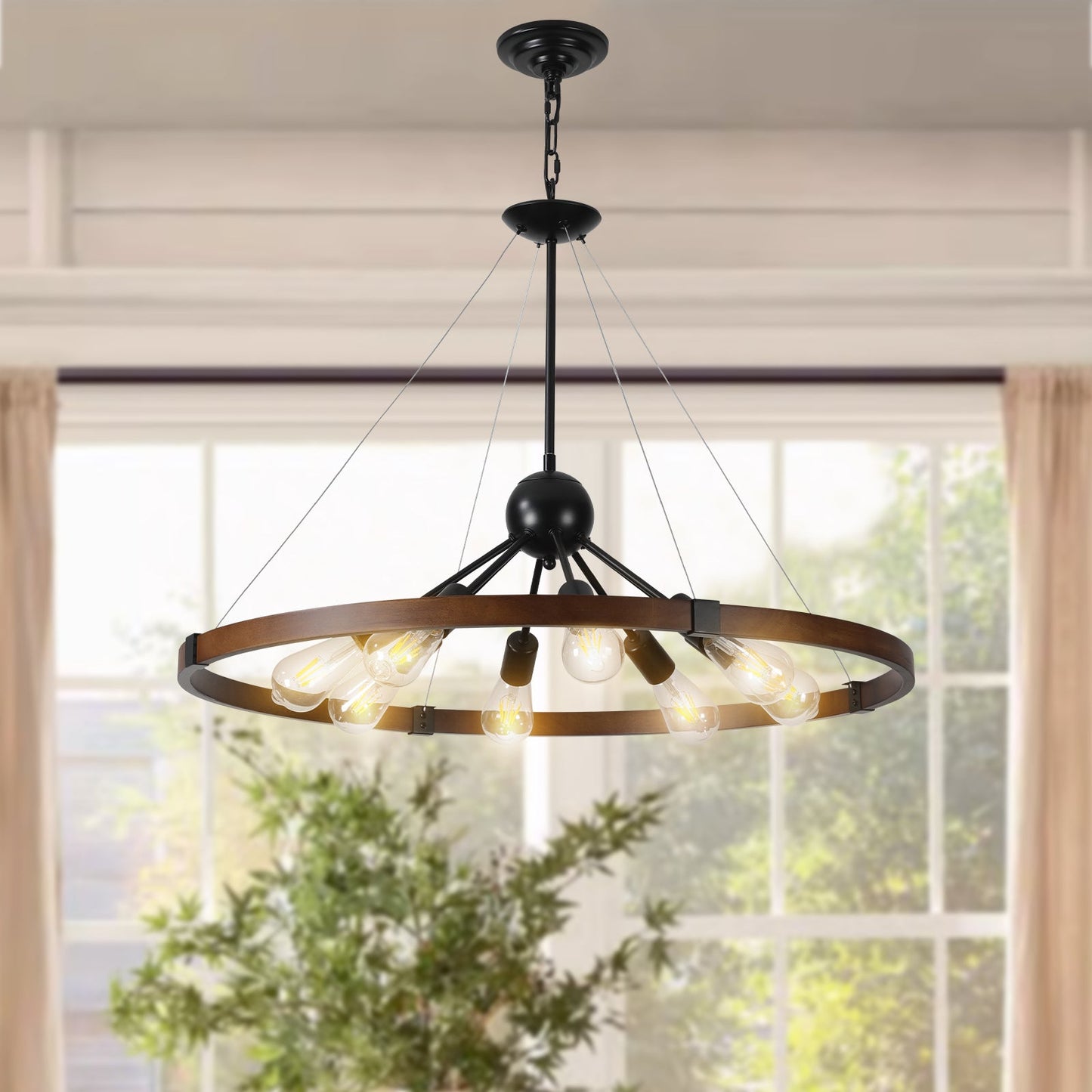 8-Light Retro Farmhouse Chandelier For Kitchen,