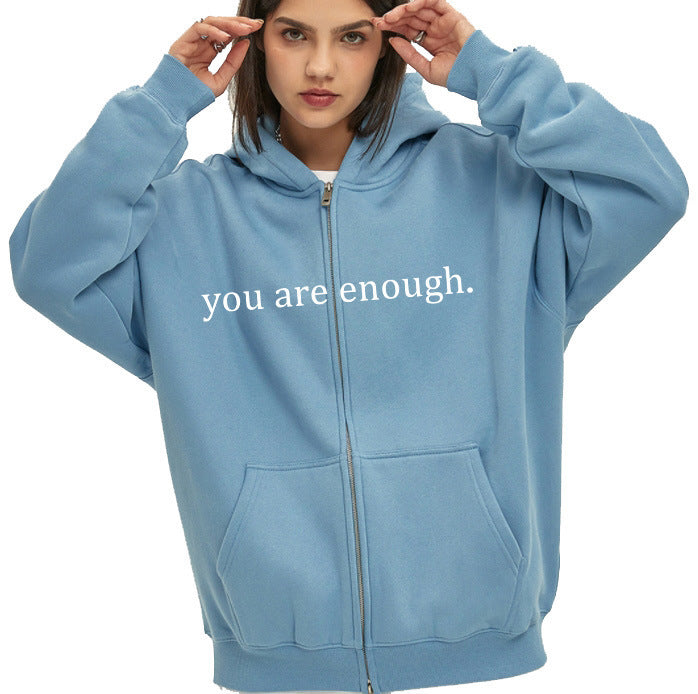 Hoodies Plus Size Sweatshirt Casual Drawstring Zipper Clothes (Dear Person behind me the world is a better place with you in it)