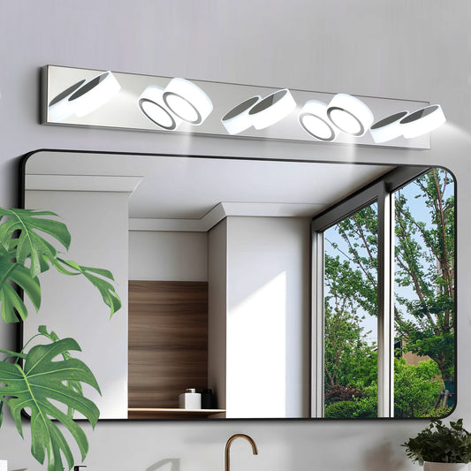 Modern 5-Light LED Vanity Light Fixture - Chrome Finish with Acrylic