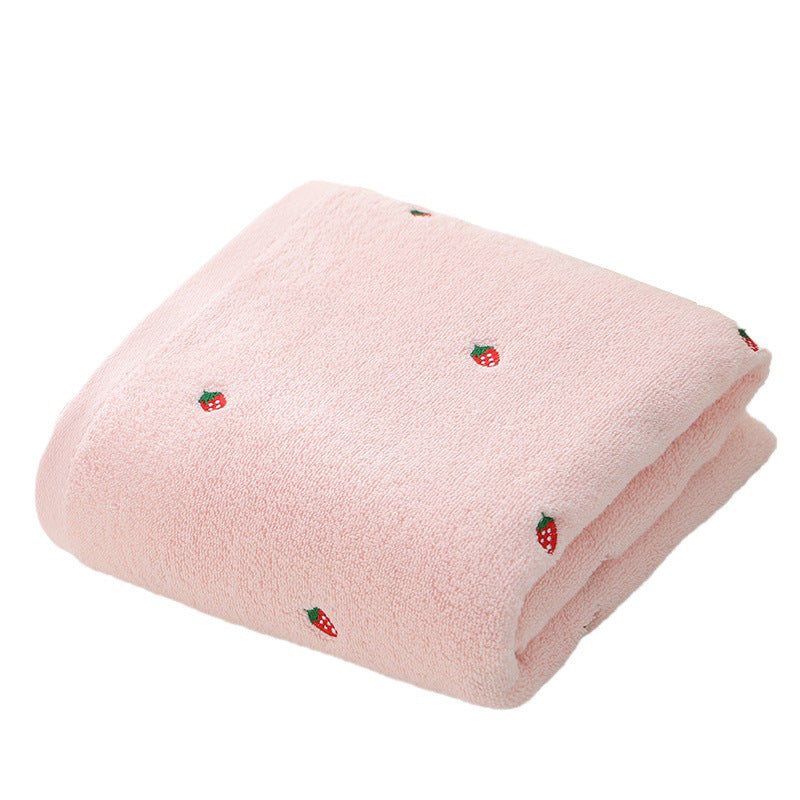 Strawberry Embroidered Cotton Towel