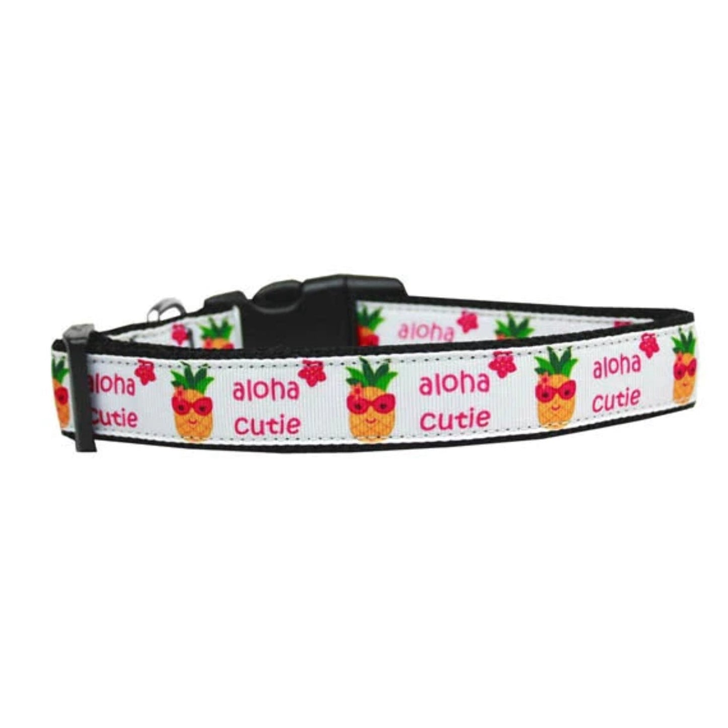 Aloha Cutie Nylon Ribbon Dog Collar XS