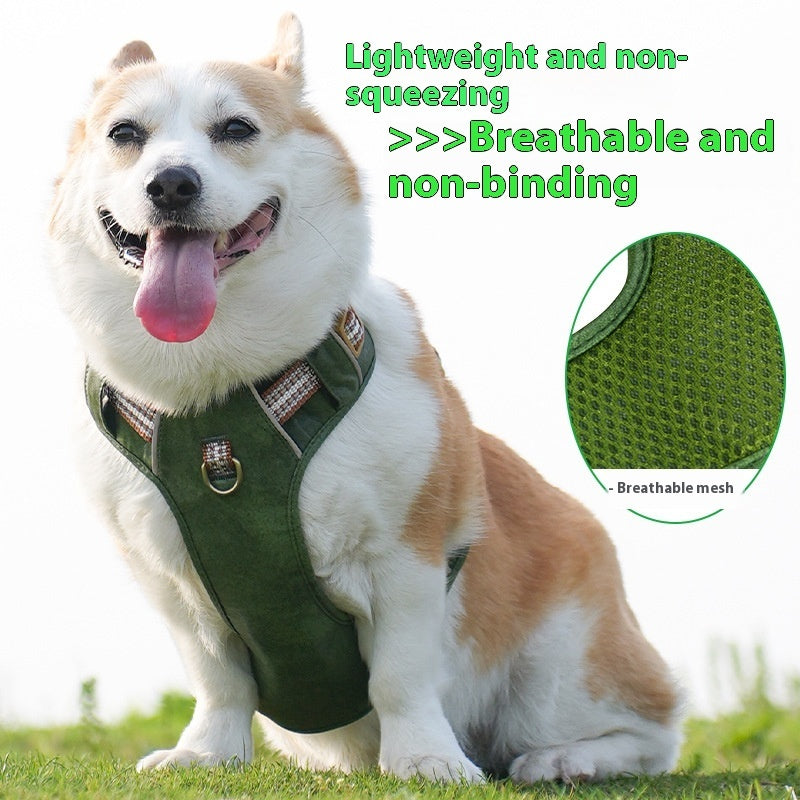 Explosion-proof Reflective Retro Leather Pet Harness