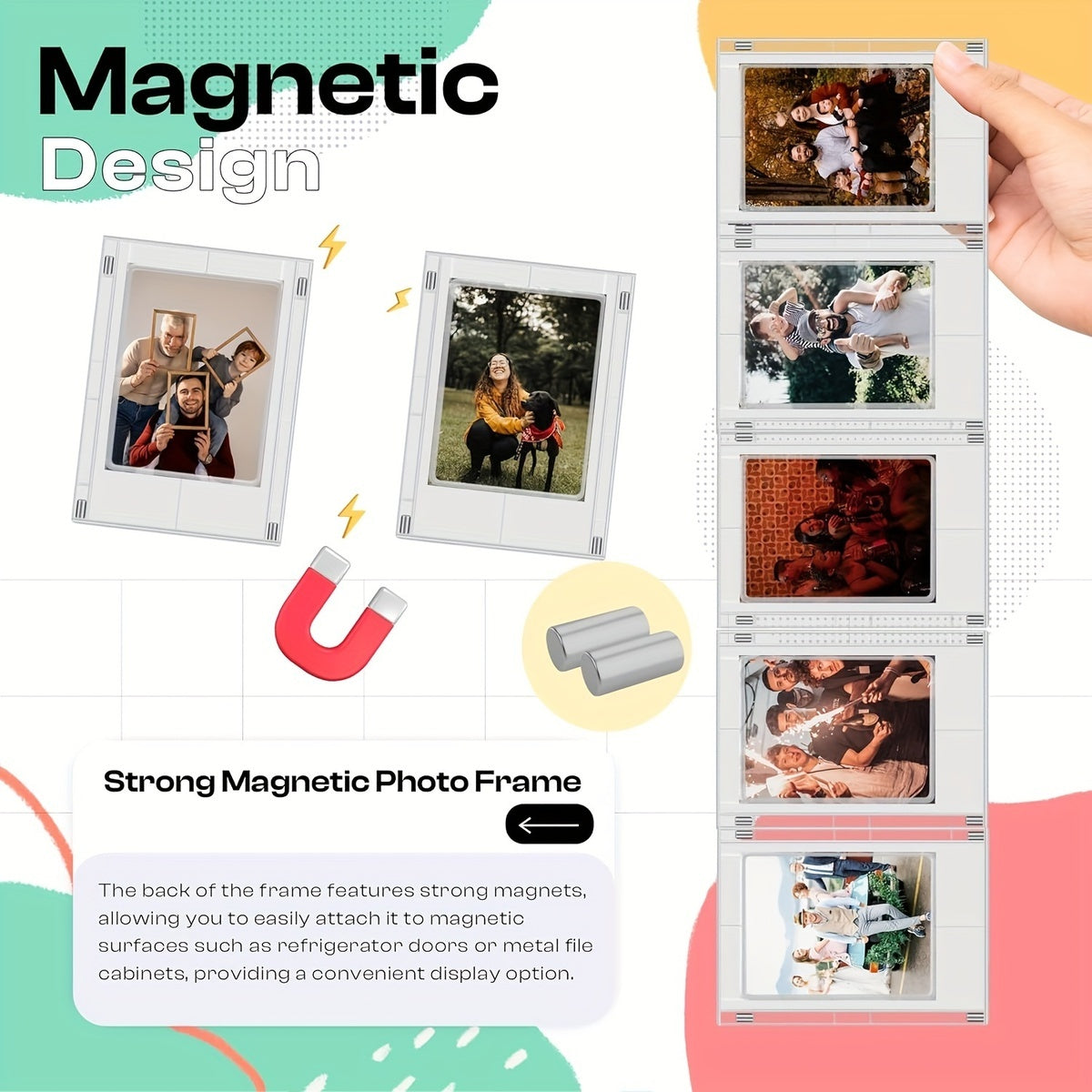 Creative Magnetic Small Photo Frame, DIY Magnetic Sheet Versatile Combination Display Frame Magnetic Picture Frame Mini Picture Frames Set For Refrigerator Wallet Size Picture Frames