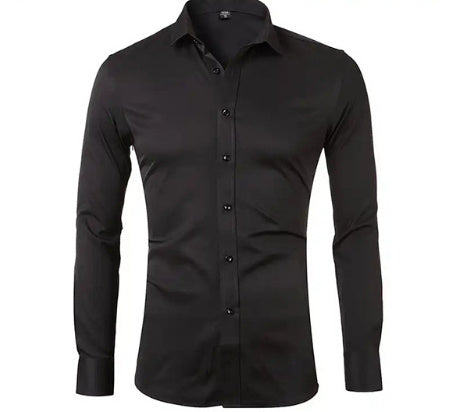 Spring And Autumn Formal Casual High-end Black Shirt Men's Long Sleeve