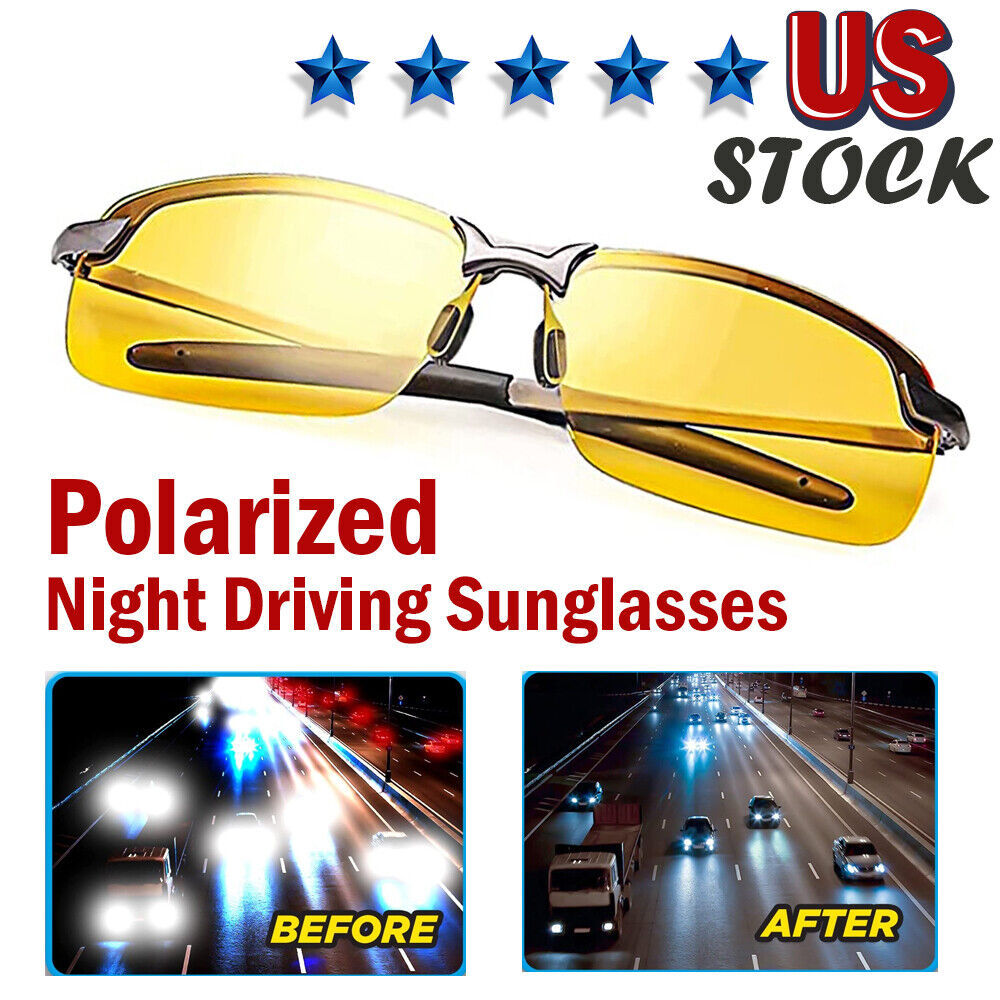 Polarized HD Night Driving Vision Glasses For Men & Women Aviator Sunglasses