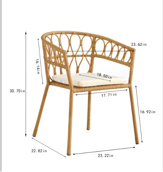 Outdoor Dinner Simple Bamboo Woven Chair (4 chairs)