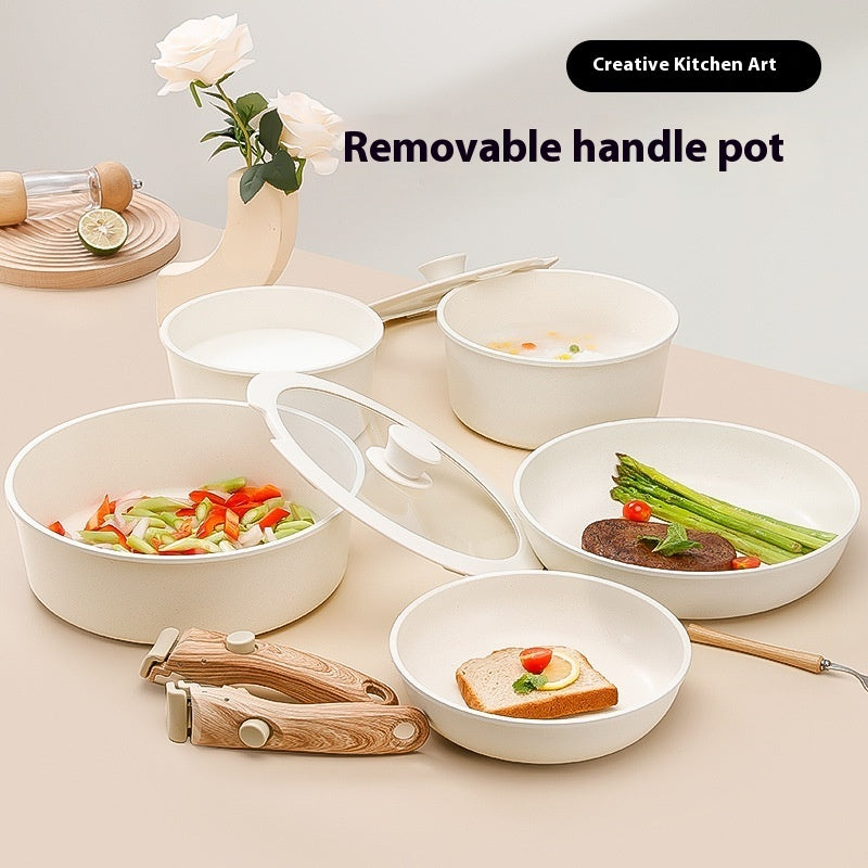 Removable Non-stick Cookware Suit Medical Stone Pan Milk Pot