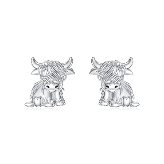 Highland Cow Earrings 925 Sterling Silver Cow Studs Earrings Highland Cow Jewelry Gifts