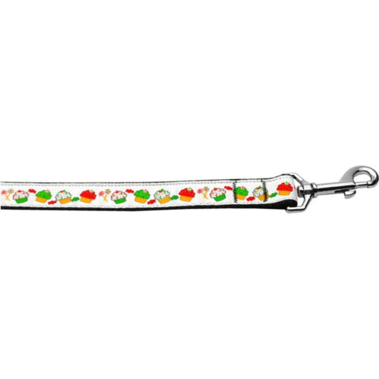 Christmas Cupcakes Nylon Dog Leash 5/8 inch wide 6ft Long