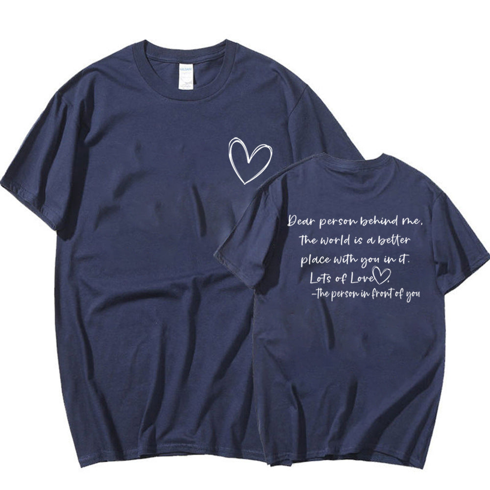 Women's Fashion Dear Person BEHIND ME Heart Printing T-shirt