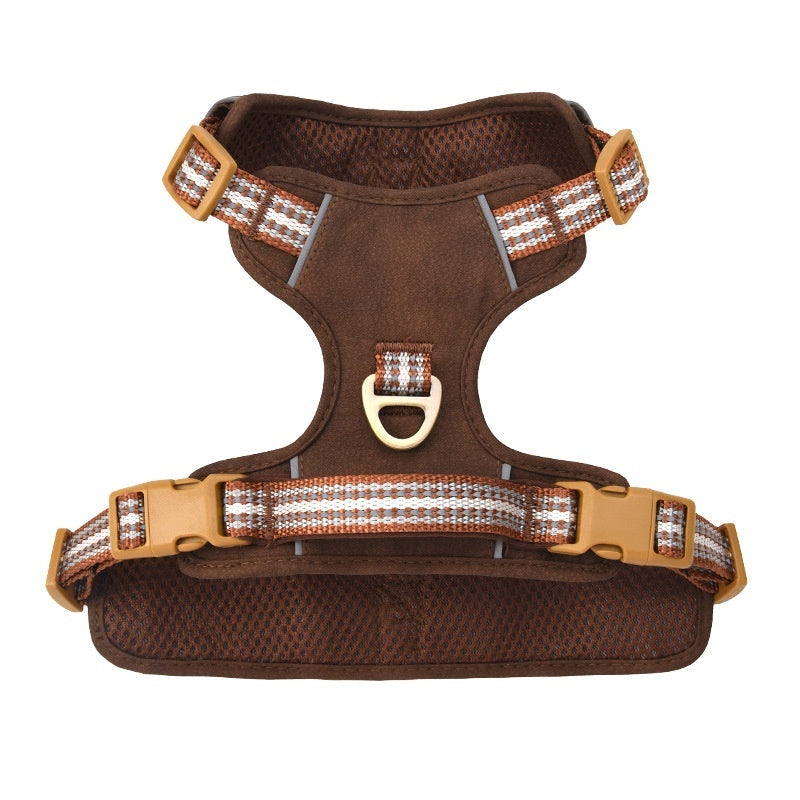 Explosion-proof Reflective Retro Leather Pet Harness