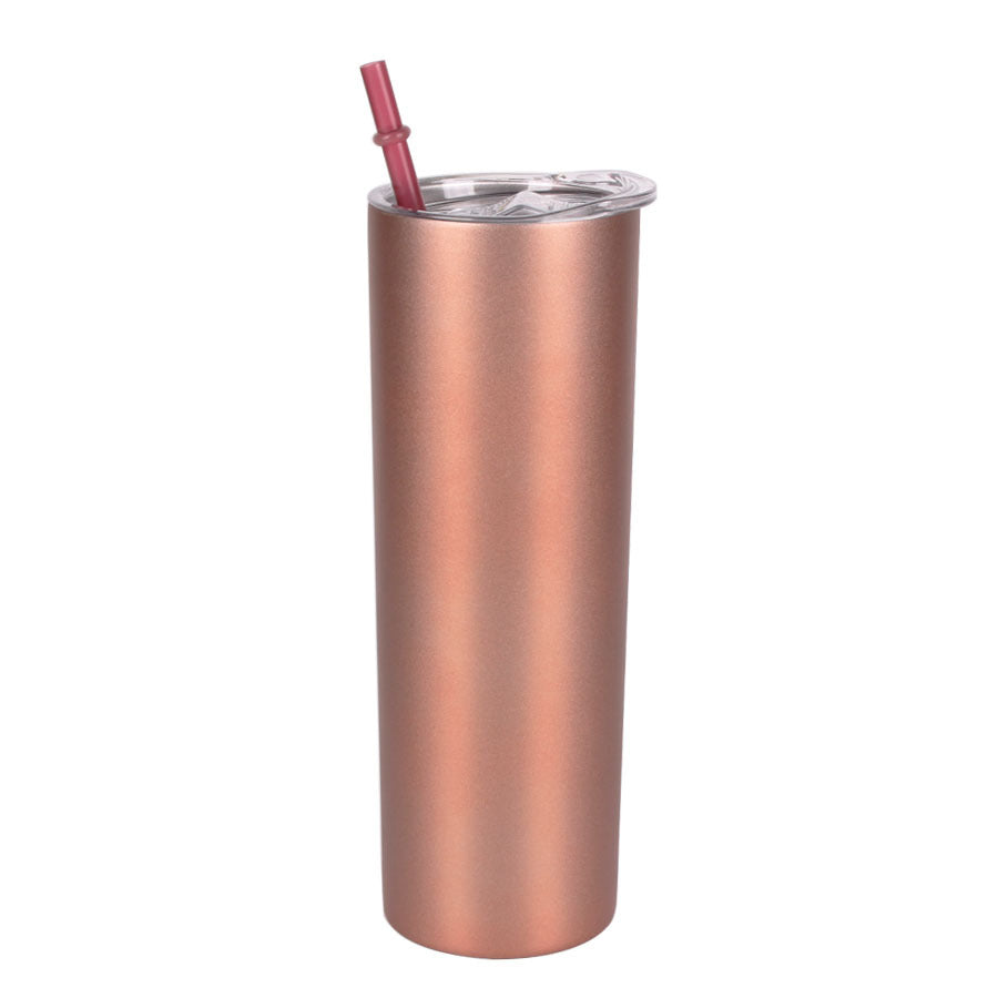 Straw Tumbler Straight Car Water Cup Double-layer Stainless Steel Insulation Cup Slimming