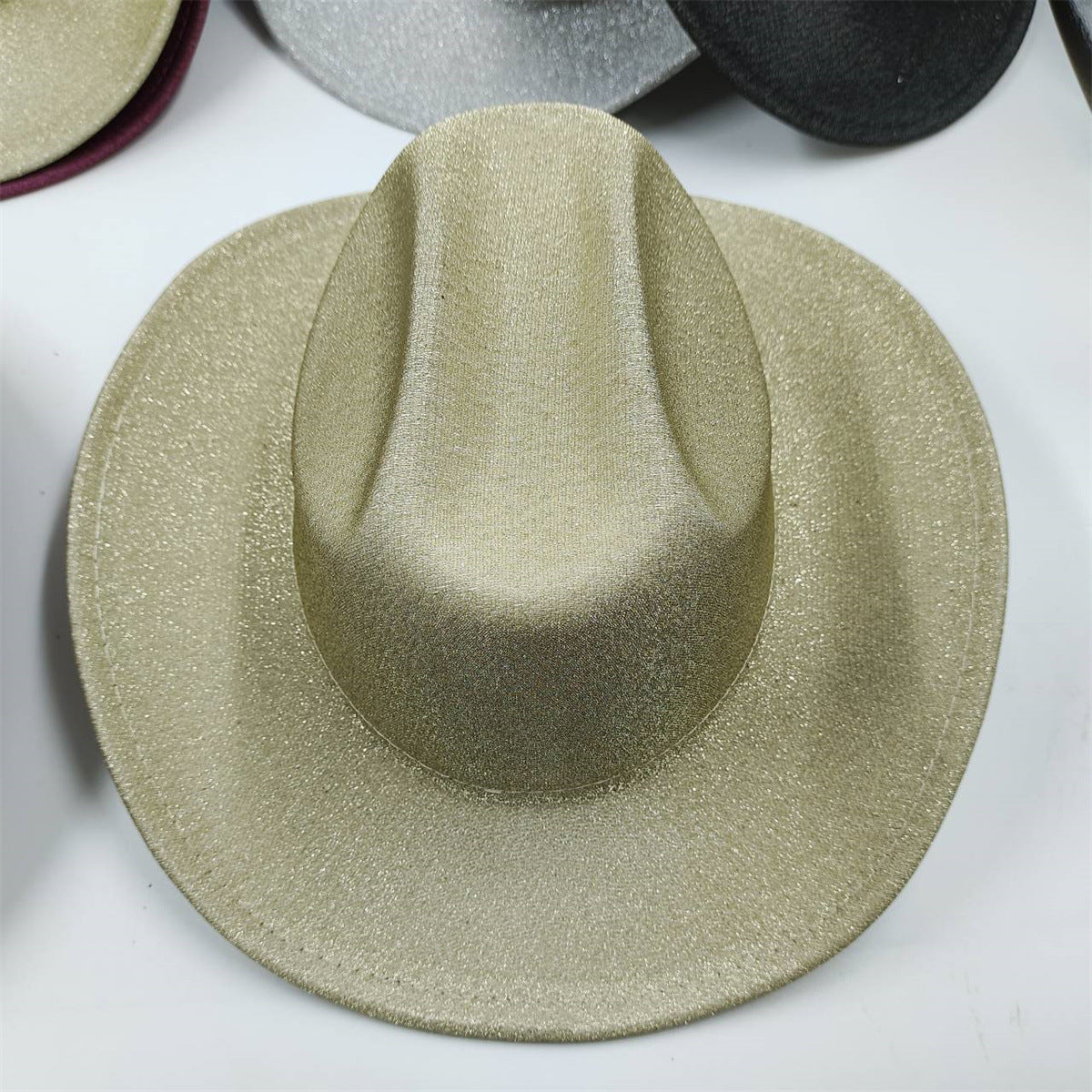 Glitter Western Denim Woolen Broad-brimmed Hat