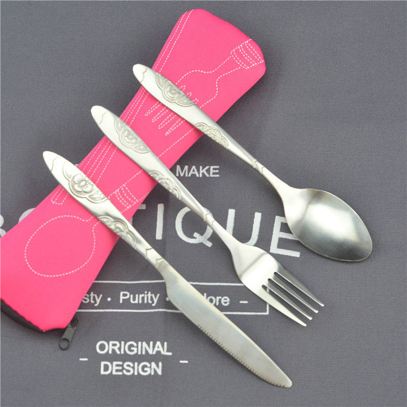 Stainless steel steak tableware student portable tableware