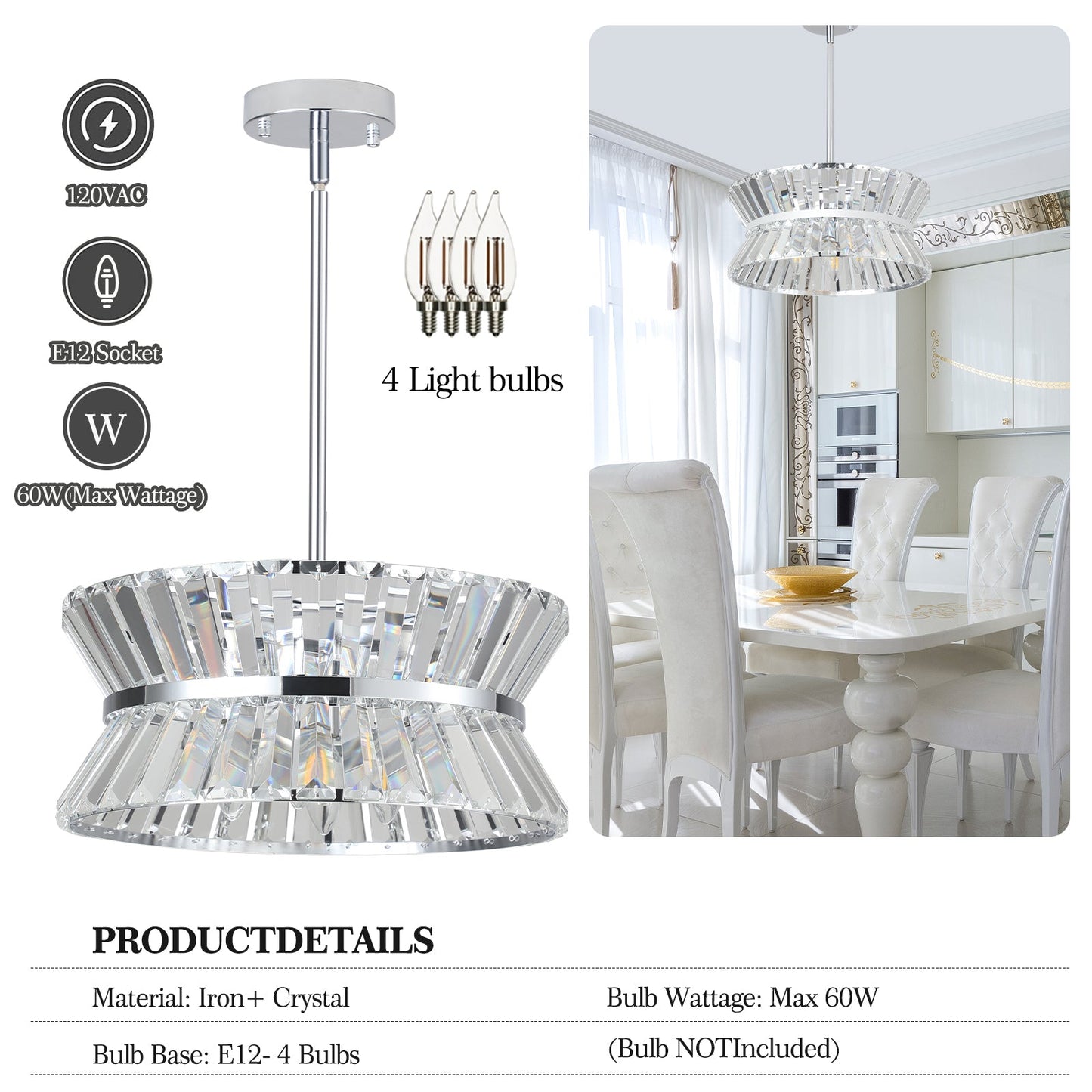 Modern Crystal Chandelier for Living-Room Round Cristal Lamp Luxury