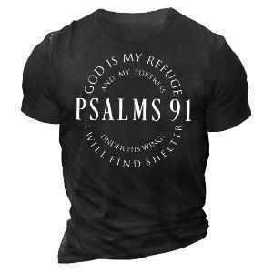 Psalms 91 Loose Casual 3D Digital Printing Men's Fashion Round Neck Short Sleeves T-shirt