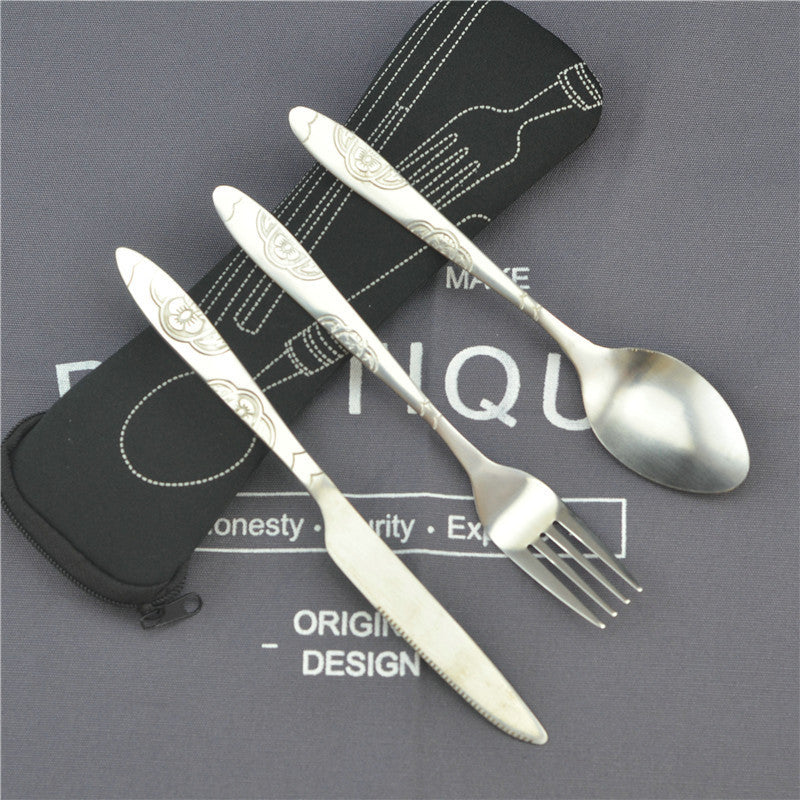 Stainless steel steak tableware student portable tableware