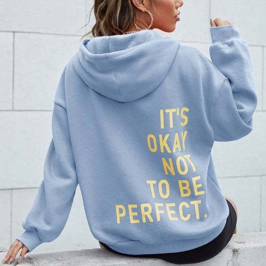 Women's Multi-color Letters Printed All-matching Casual Long Sleeve Sweatshirt (It's Okay Not to Be Perfect)