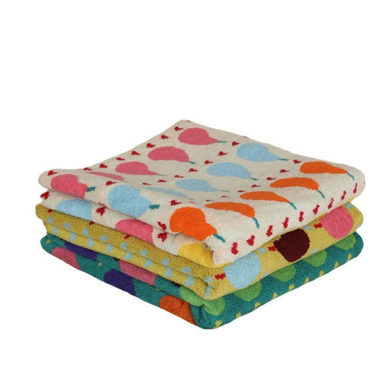 Ins Pear Pure Cotton Children's Square Towel Household Absorbent Class A Cotton