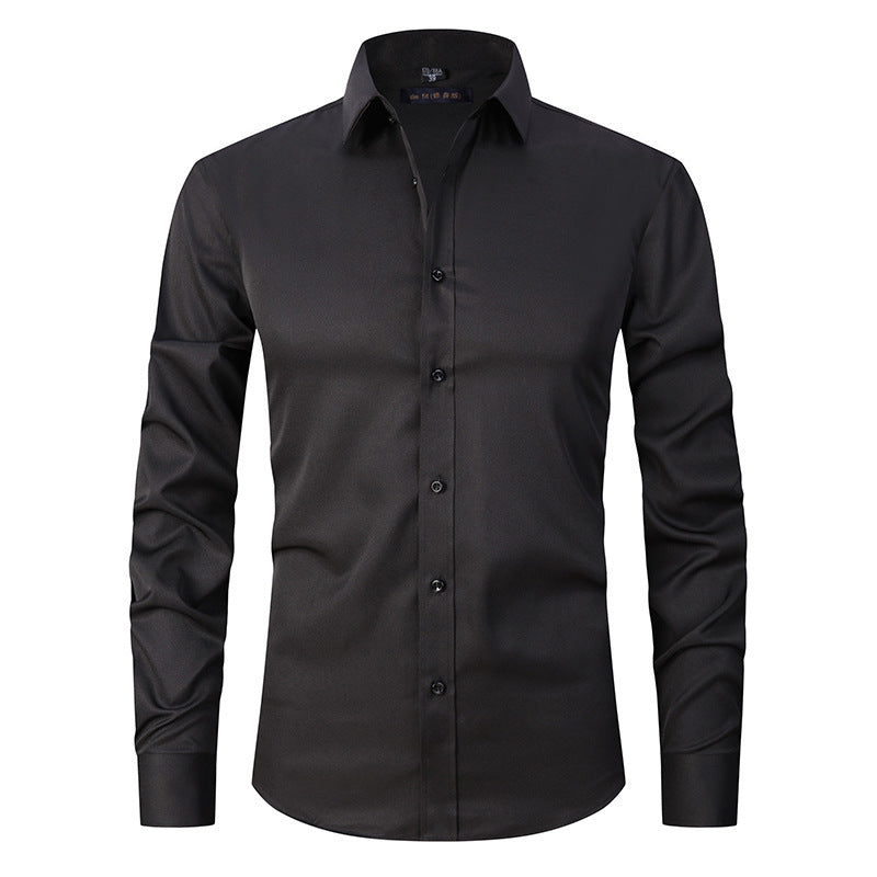 Spring And Autumn Formal Casual High-end Black Shirt Men's Long Sleeve