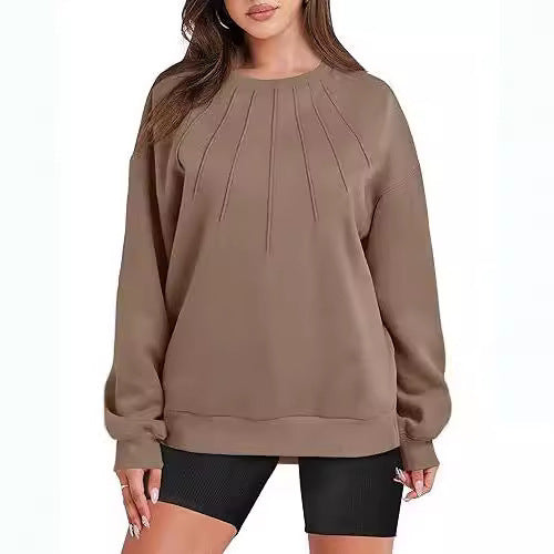 Loose-fitting Casual Round-neck Pleated Fashion Women's Sweater